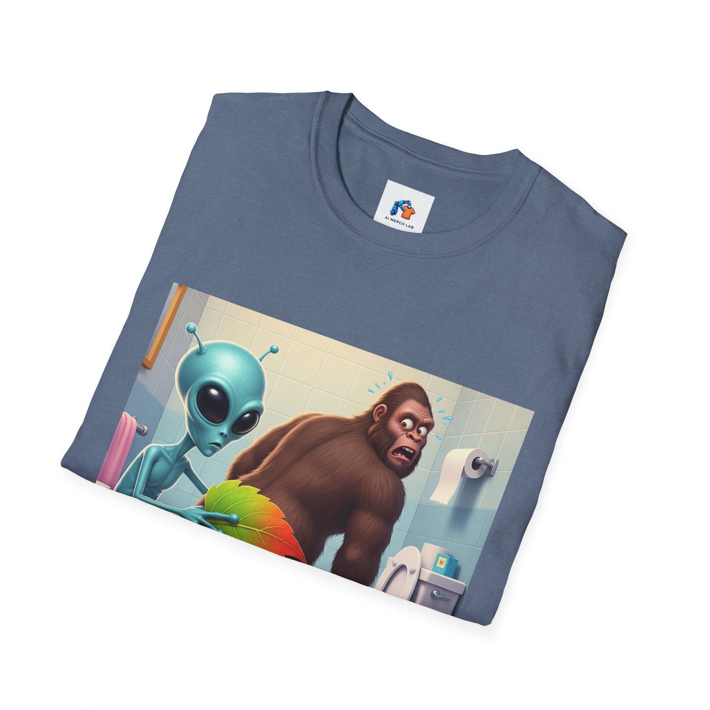 Funny Alien Bigfoot T-Shirt, Unisex Graphic Tee, Humor Shirt, Quirky Gift for Friends, Casual Everyday Wear, Perfect for Parties