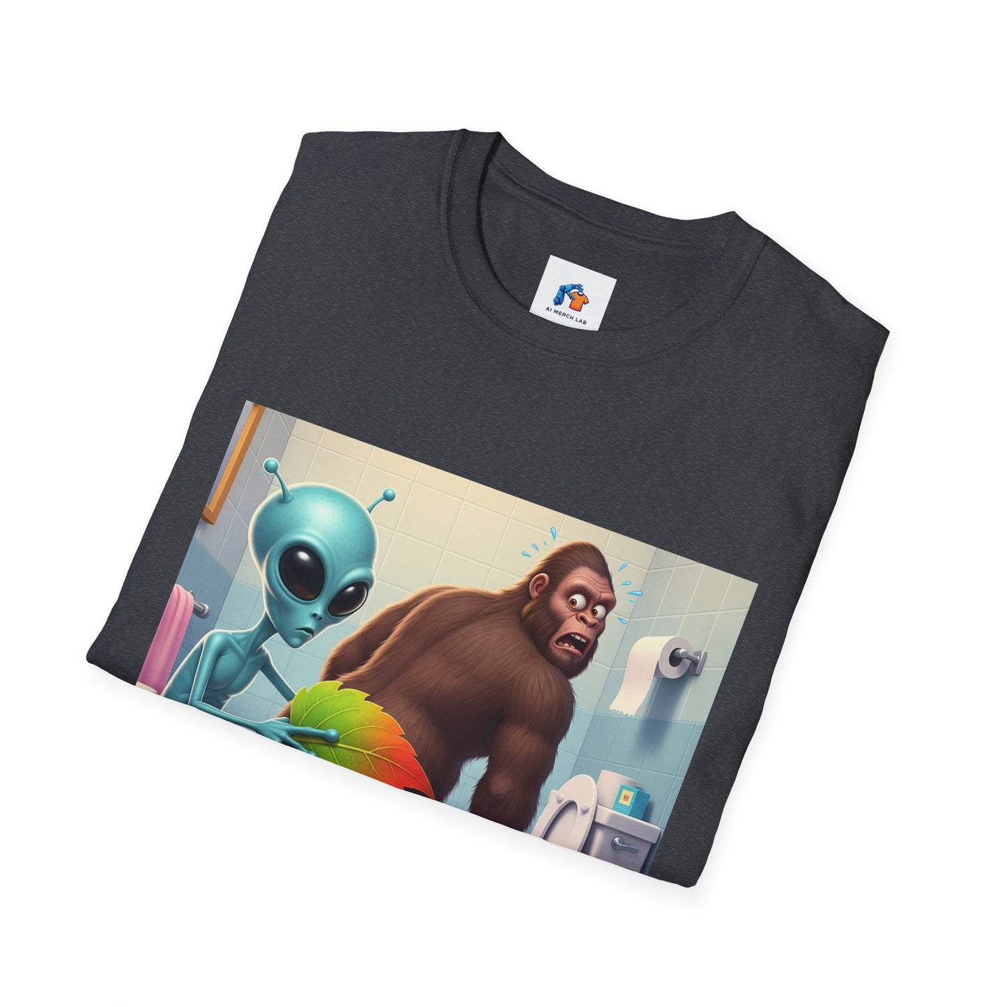 Funny Alien Bigfoot T-Shirt, Unisex Graphic Tee, Humor Shirt, Quirky Gift for Friends, Casual Everyday Wear, Perfect for Parties