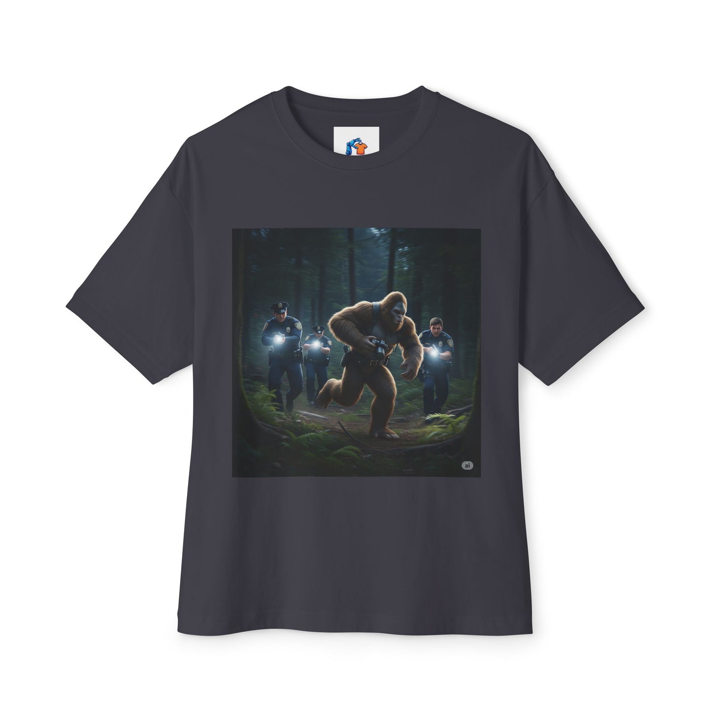 Funny Big Foot Unisex Tee - Bigfoot Running from Police