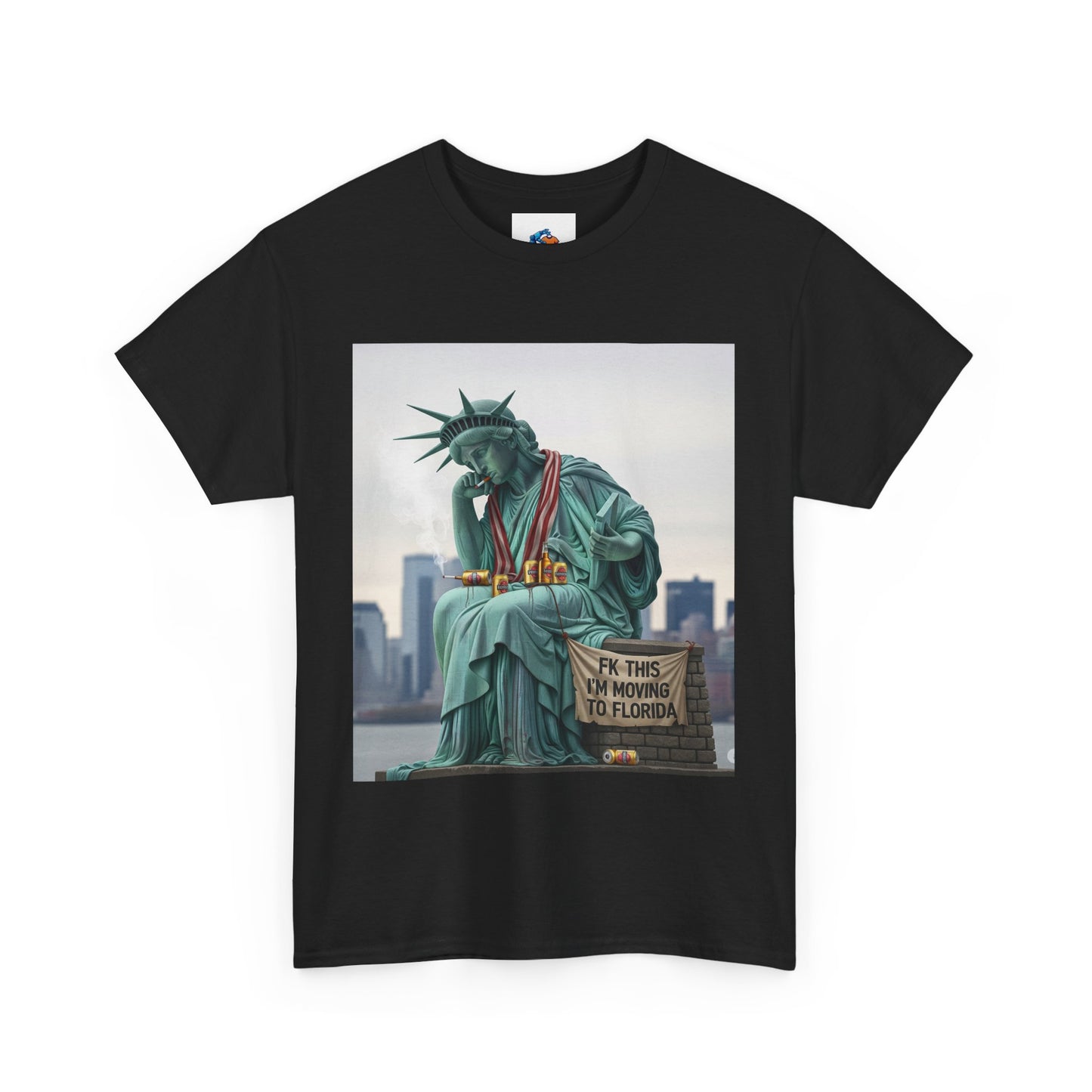 Funny T-Shirt features a playful design of the Statue of Liberty wanting to leave to Florida