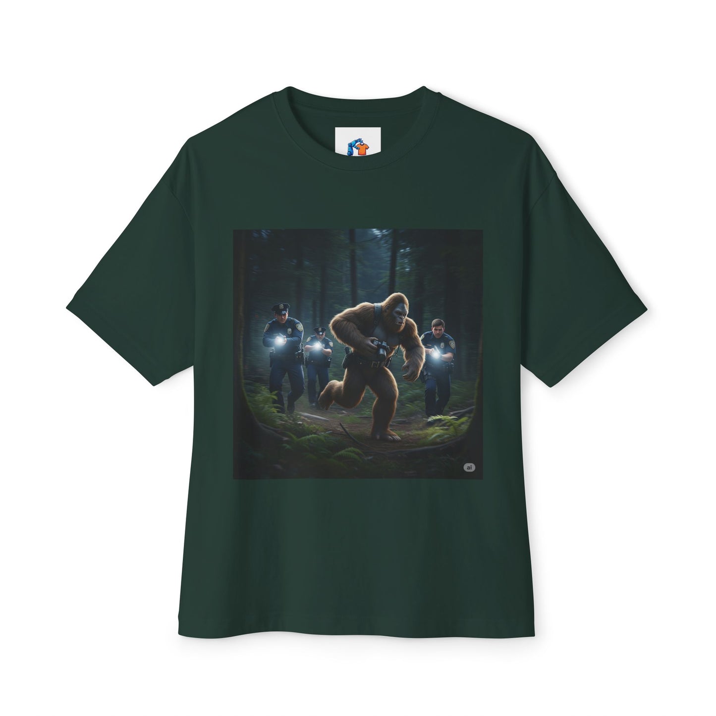 Funny Big Foot Unisex Tee - Bigfoot Running from Police