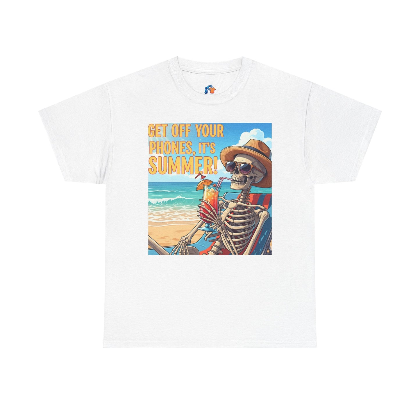 Beach Vibes Skeleton Tee - Unisex Summer Shirt, Funny Graphic Tee, Tropical Vacation Top, Gift for Beach Lovers, Summer Party Wear
