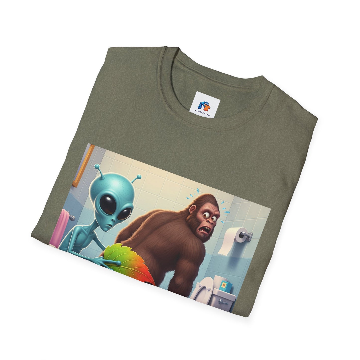 Funny Alien Bigfoot T-Shirt, Unisex Graphic Tee, Humor Shirt, Quirky Gift for Friends, Casual Everyday Wear, Perfect for Parties