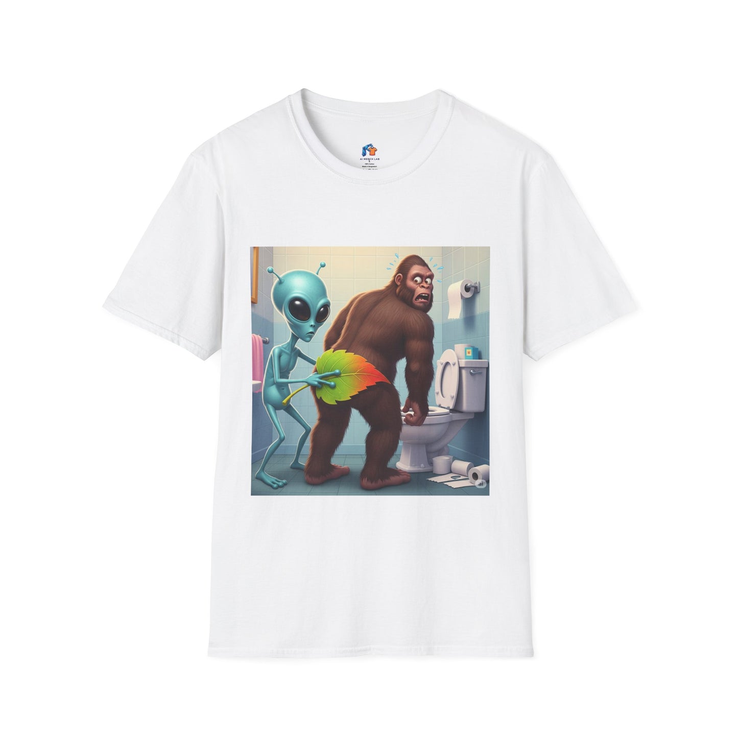 Funny Alien Bigfoot T-Shirt, Unisex Graphic Tee, Humor Shirt, Quirky Gift for Friends, Casual Everyday Wear, Perfect for Parties