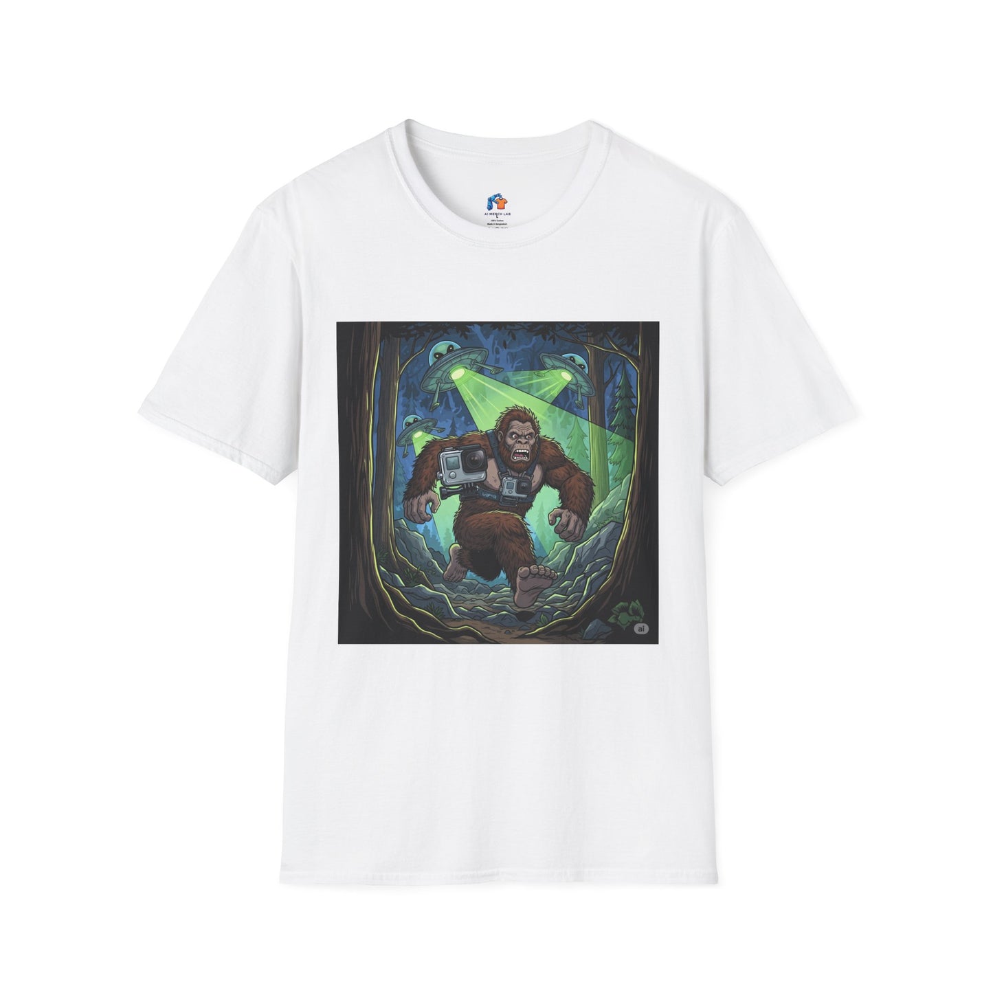 Alien Bigfoot T-Shirt, Unisex Graphic Tee, Humor Shirt, Quirky Gift for Friends, Casual Everyday Wear, Perfect for Parties