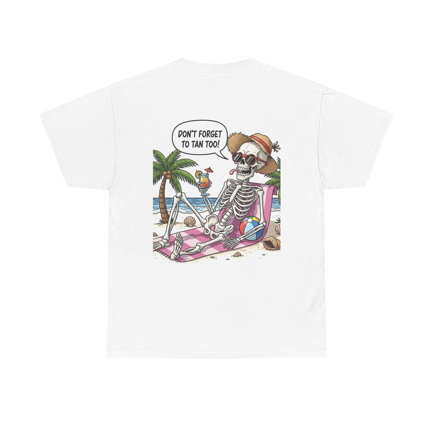 Beach Vibes Skeleton Tee - Unisex Summer Shirt, Funny Graphic Tee, Tropical Vacation Top, Gift for Beach Lovers, Summer Party Wear