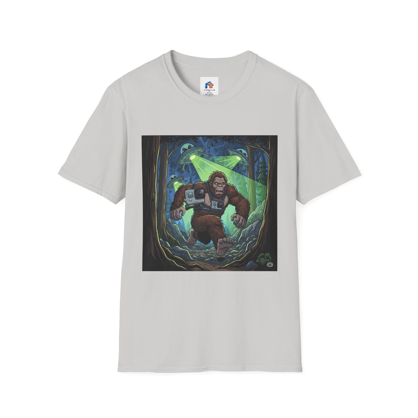 Alien Bigfoot T-Shirt, Unisex Graphic Tee, Humor Shirt, Quirky Gift for Friends, Casual Everyday Wear, Perfect for Parties