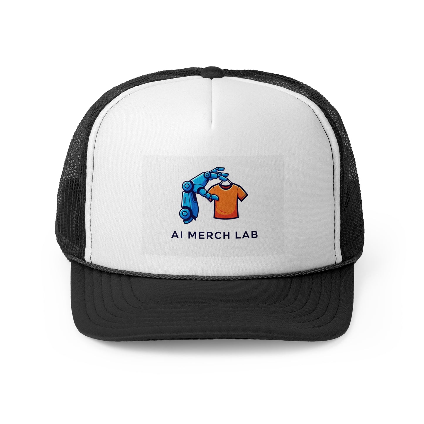 AI Merch Lab Trucker Cap | Custom Graphic Hat for Tech Lovers, Casual Wear, Gifts for Him/Her, Summer Accessory,  Fun Fashion Statement