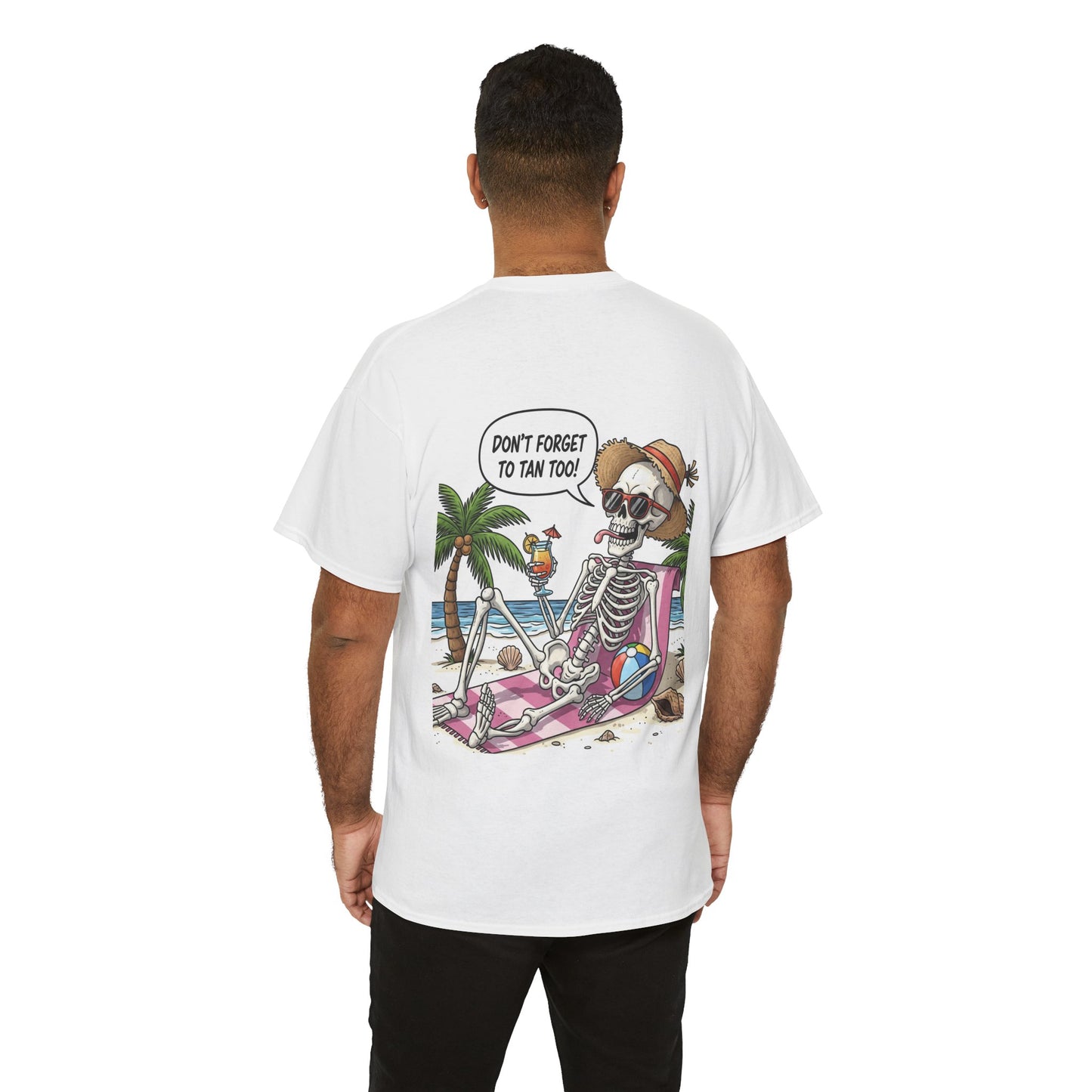 Beach Vibes Skeleton Tee - Unisex Summer Shirt, Funny Graphic Tee, Tropical Vacation Top, Gift for Beach Lovers, Summer Party Wear