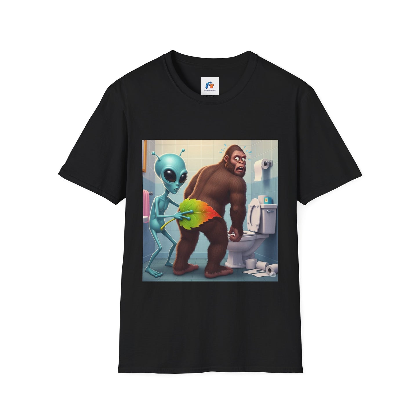 Funny Alien Bigfoot T-Shirt, Unisex Graphic Tee, Humor Shirt, Quirky Gift for Friends, Casual Everyday Wear, Perfect for Parties
