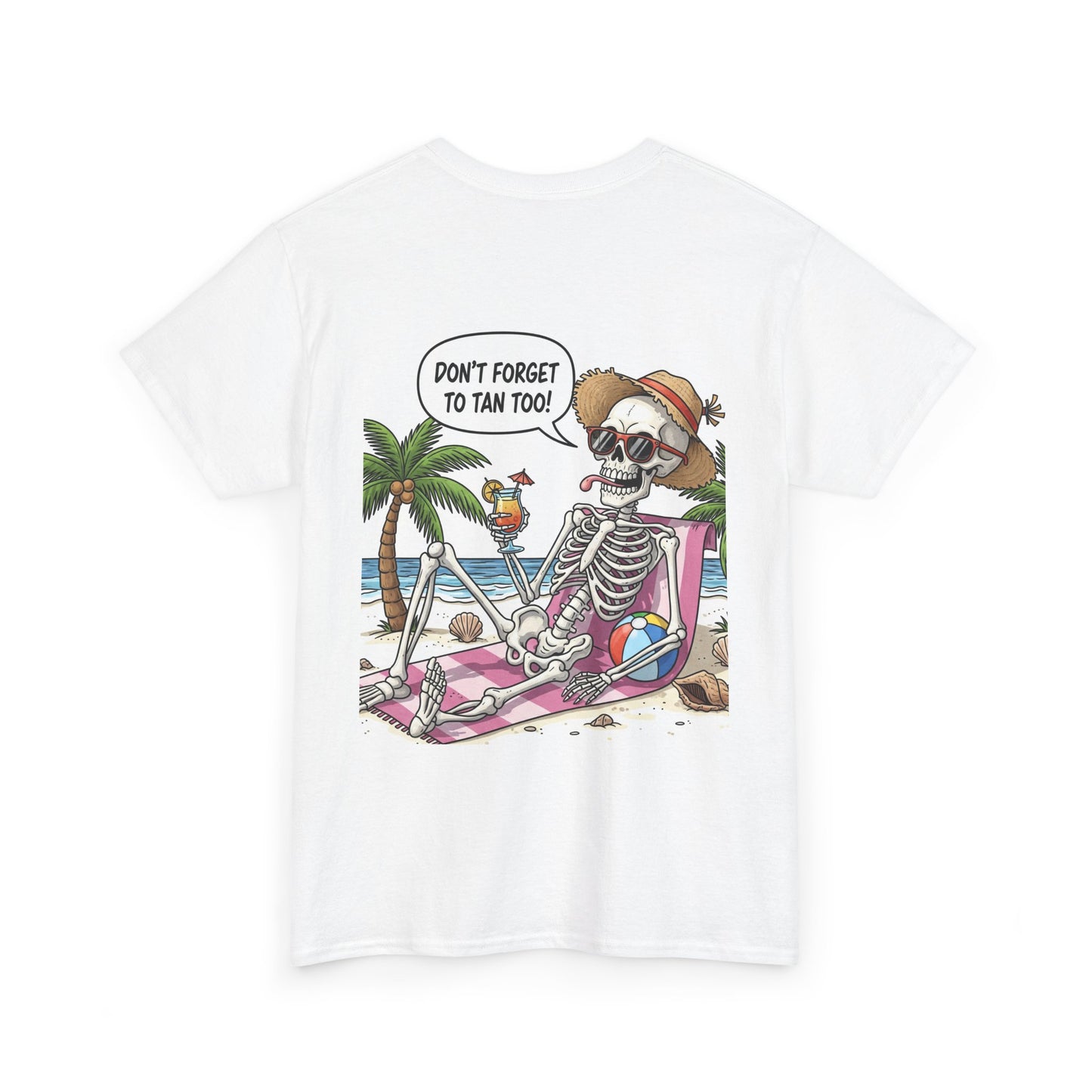 Beach Vibes Skeleton Tee - Unisex Summer Shirt, Funny Graphic Tee, Tropical Vacation Top, Gift for Beach Lovers, Summer Party Wear