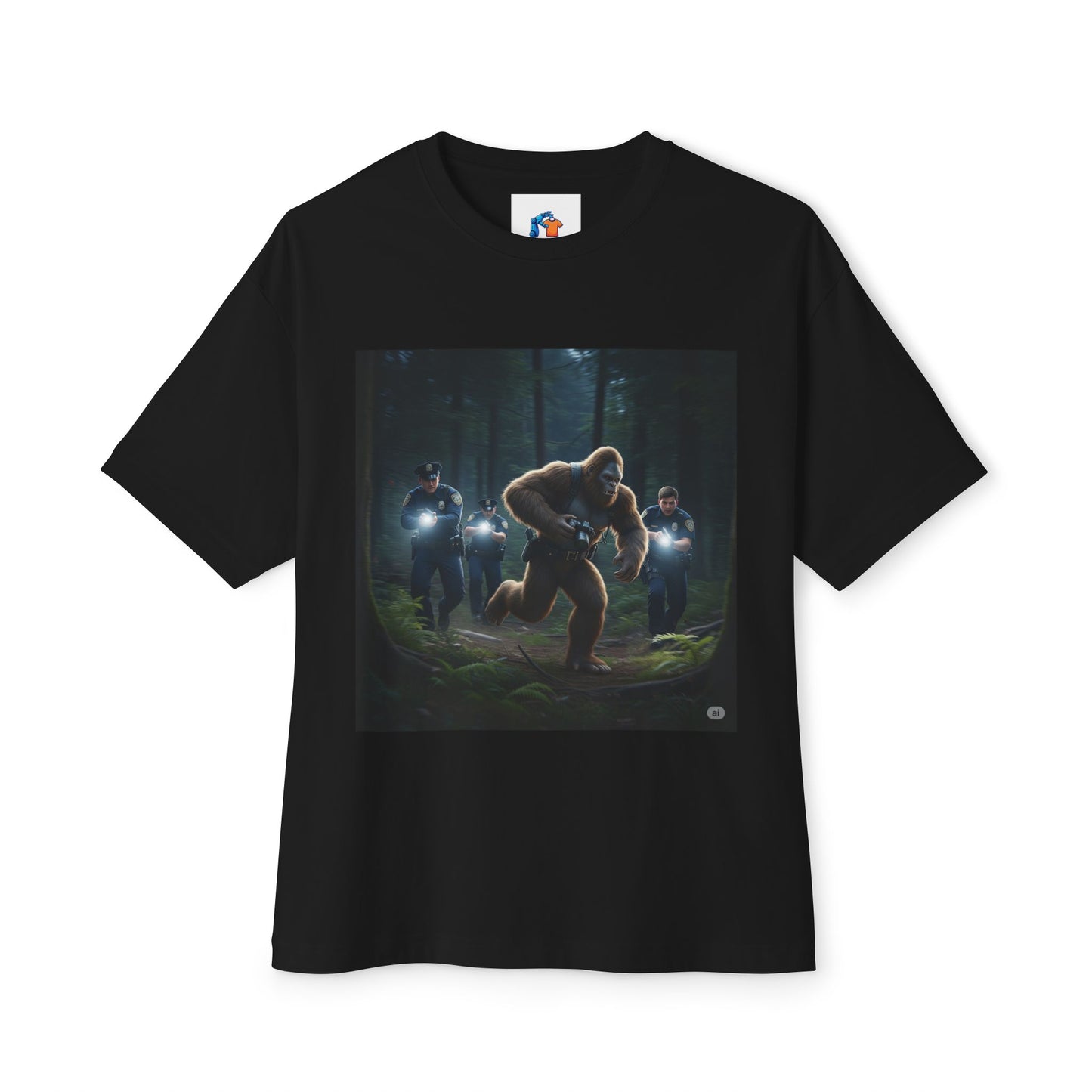 Funny Big Foot Unisex Tee - Bigfoot Running from Police